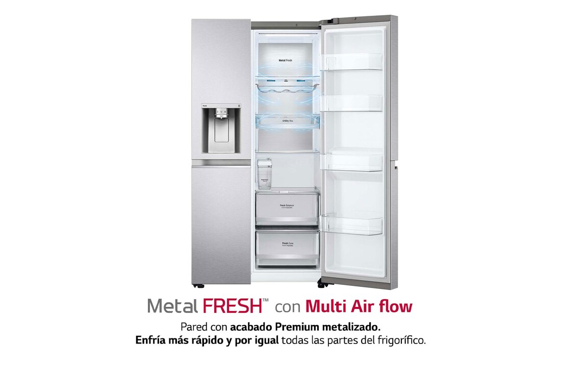 LG Frigorífico Americano Side By side, Clasificación D, 635 L, sin toma de agua, GSLV91MBAD