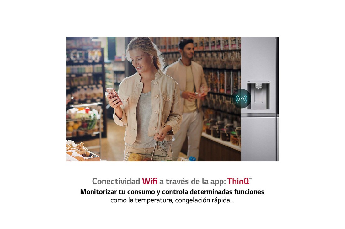 LG Frigorífico Americano Side By side, Clasificación D, 635 L, sin toma de agua, GSLV91MBAD