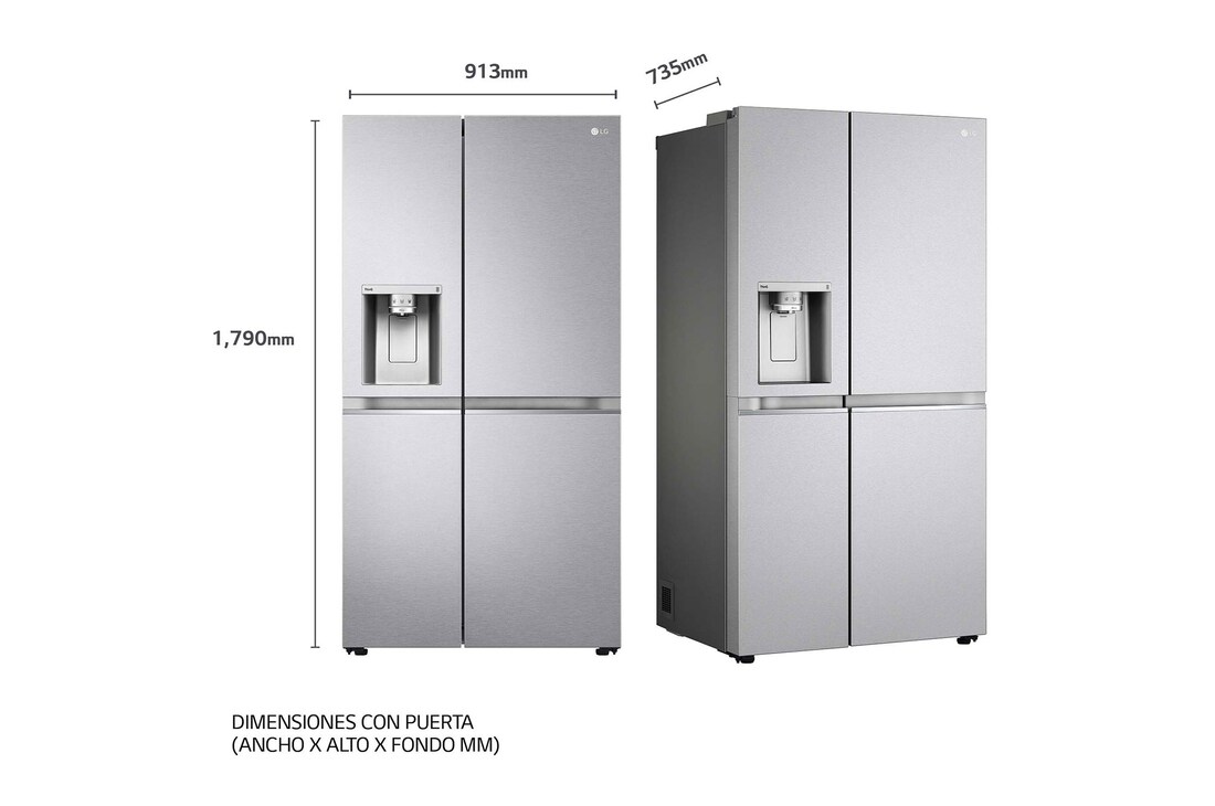 LG Frigorífico Americano Side By side, Clasificación D, 635 L, sin toma de agua, GSLV91MBAD
