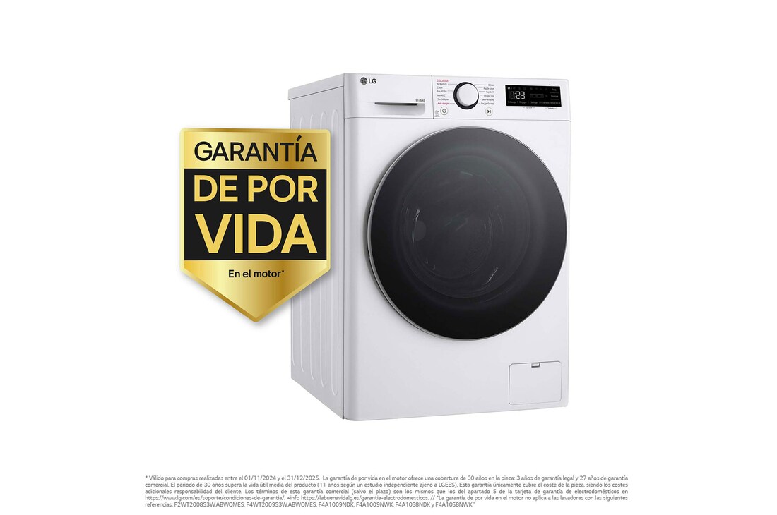 LG Lavasecadora inteligente AI Direct Drive TM, Turbowash 360º, 11/6kg, 1400rpm, Un 10% más eficiente que  A(lavado) / D(secado) Blanca, Serie 600, F4DR6011AGW