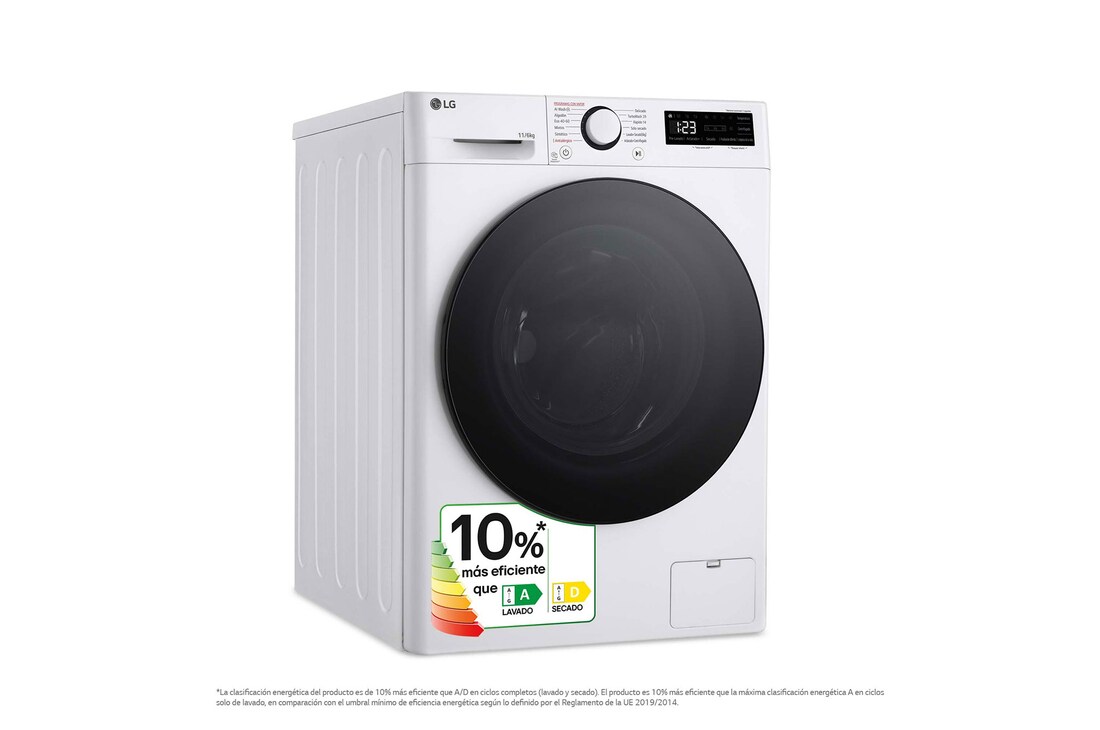 LG Lavasecadora inteligente AI Direct Drive TM, Turbowash 360º, 11/6kg, 1400rpm, Un 10% más eficiente que  A(lavado) / D(secado) Blanca, Serie 600, F4DR6011AGW