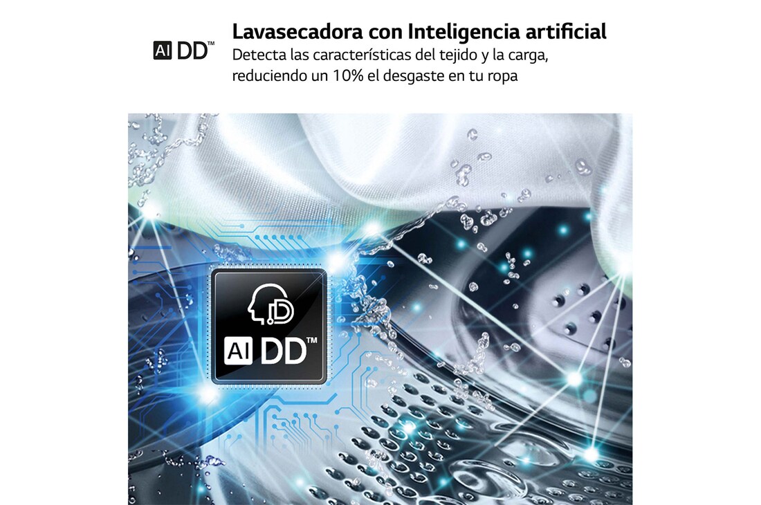 LG Lavasecadora inteligente AI Direct Drive TM, Turbowash 360º, 11/6kg, 1400rpm, Un 10% más eficiente que  A(lavado) / D(secado) Blanca, Serie 600, F4DR6011AGW