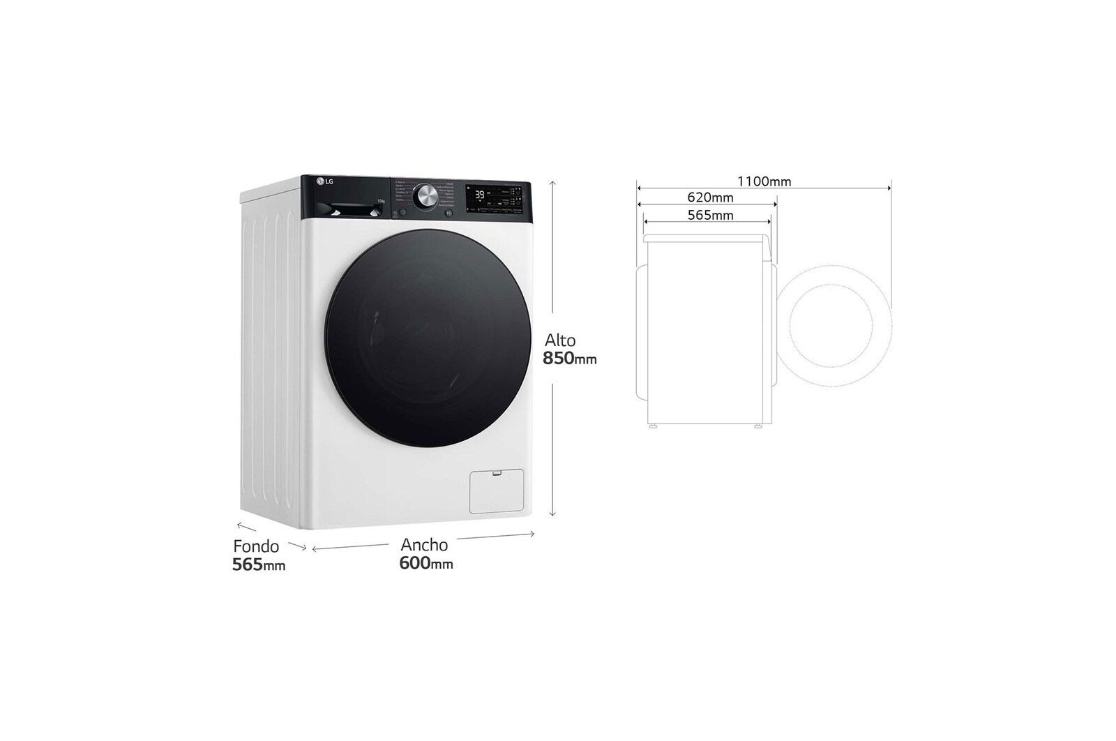 LG Lavadora inteligente AI Direct Drive. TurboWash 360º, Autodosificación,  10kg ,  1400rpm Un 10% más eficiente que A, Serie 750, F4WR7510AGH