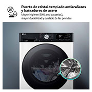 LG Lavadora inteligente AI Direct Drive. TurboWash 360º, Autodosificación,  10kg ,  1400rpm Un 10% más eficiente que A, Serie 750, F4WR7510AGH