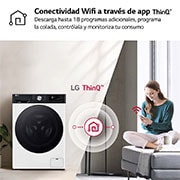 LG Lavadora inteligente AI Direct Drive. TurboWash 360º, Autodosificación,  10kg ,  1400rpm Un 10% más eficiente que A, Serie 750, F4WR7510AGH
