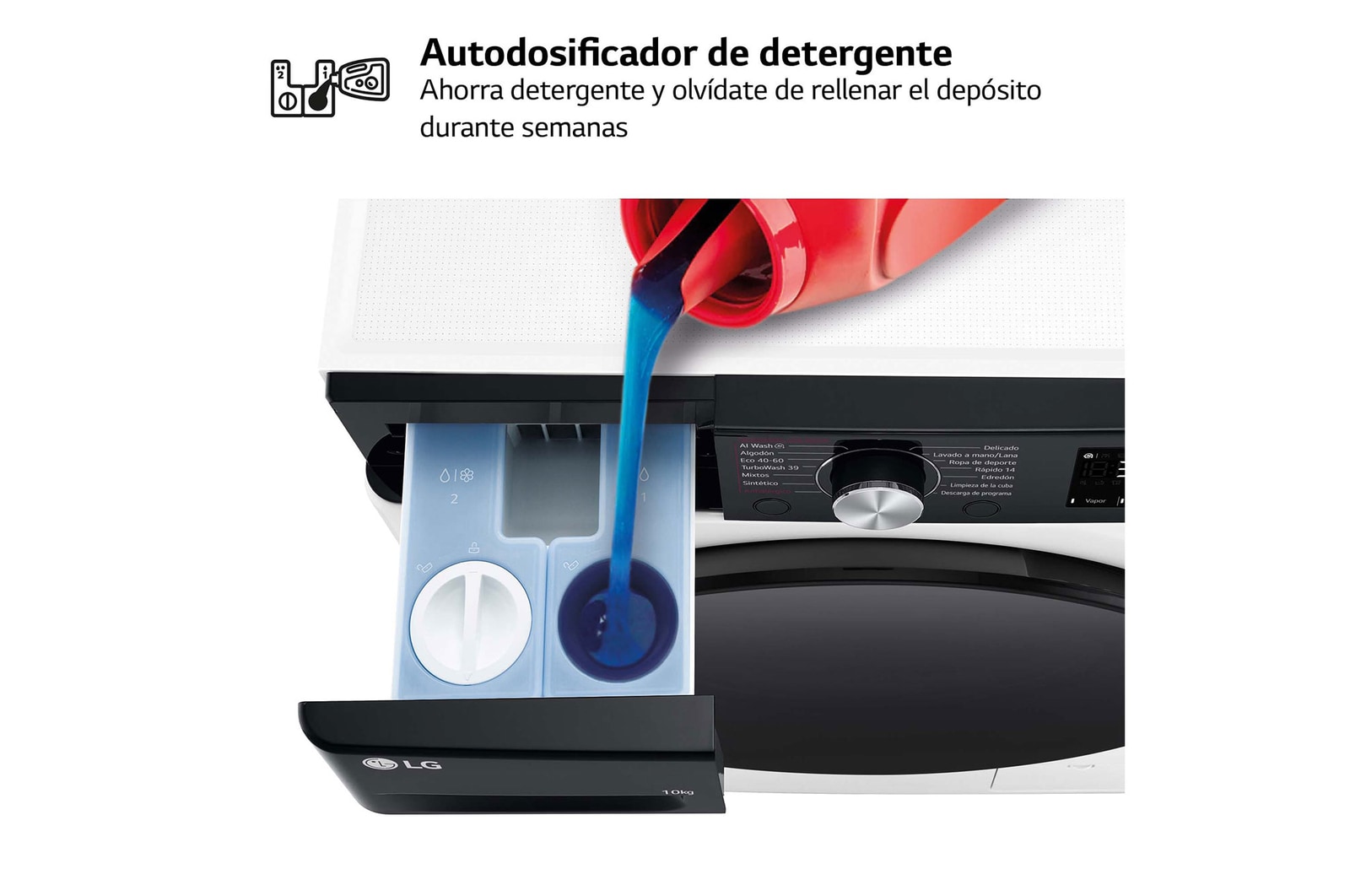 LG Lavadora inteligente AI Direct Drive. TurboWash 360º, Autodosificación,  10kg ,  1400rpm Un 10% más eficiente que A, Serie 750, F4WR7510AGH