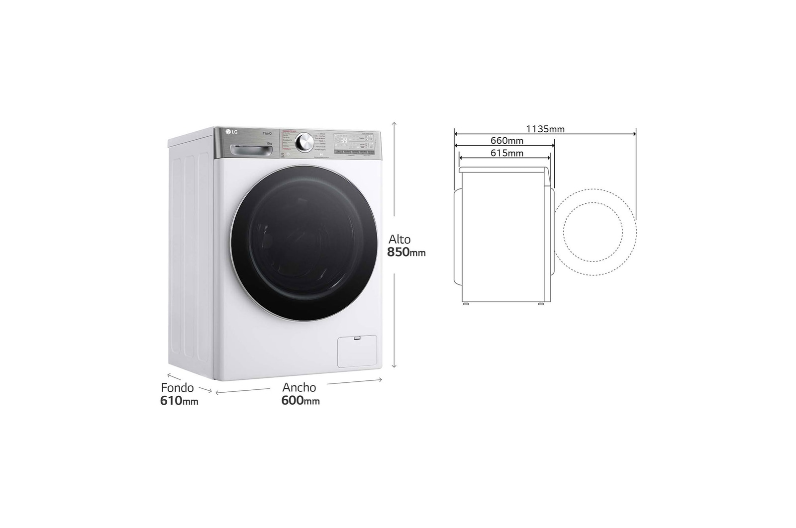 LG Lavadora inteligente AI Direct Drive. TurboWash 360º, Autodosificación, 13kg , 1400rpm Un 20% más eficiente que A, Serie 950, F4WR9513A2W