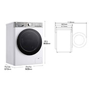 LG Lavadora inteligente AI Direct Drive. TurboWash 360º, Autodosificación, 13kg , 1400rpm Un 20% más eficiente que A, Serie 950, F4WR9513A2W