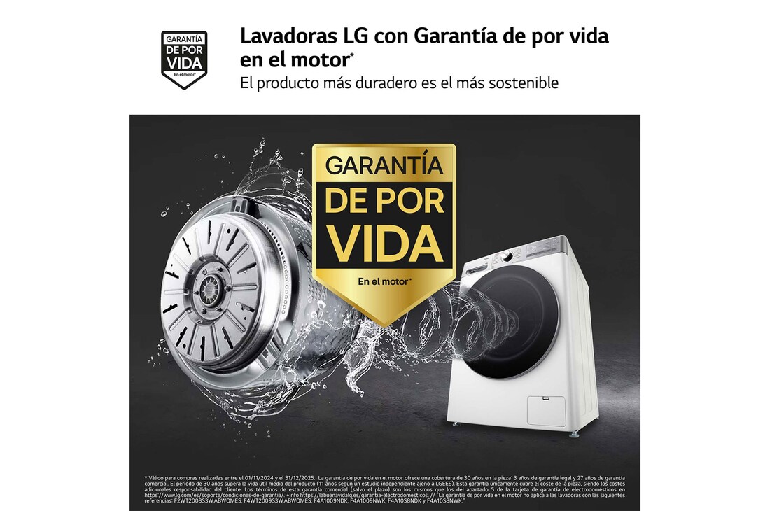 LG Lavadora inteligente AI Direct Drive. TurboWash 360º, Autodosificación, 13kg , 1400rpm Un 20% más eficiente que A, Serie 950, F4WR9513A2W