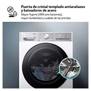 LG Lavadora inteligente AI Direct Drive. TurboWash 360º, Autodosificación, 13kg , 1400rpm Un 20% más eficiente que A, Serie 950, F4WR9513A2W