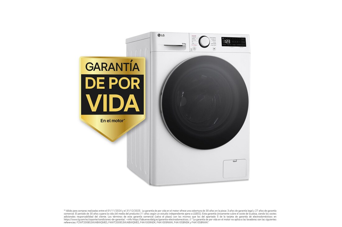 LG 9/6 kg y 1400 rpm Lavasecadora en Blanco, F4DR6009A1W