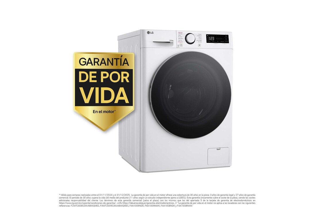 LG Lavasecadora inteligente AI Direct Drive TM, Turbowash 360º, 10/6kg, 1400rpm, Un 10% más eficiente que  A(lavado) / D(secado) Blanca, Serie 600, F4DR6010A1W