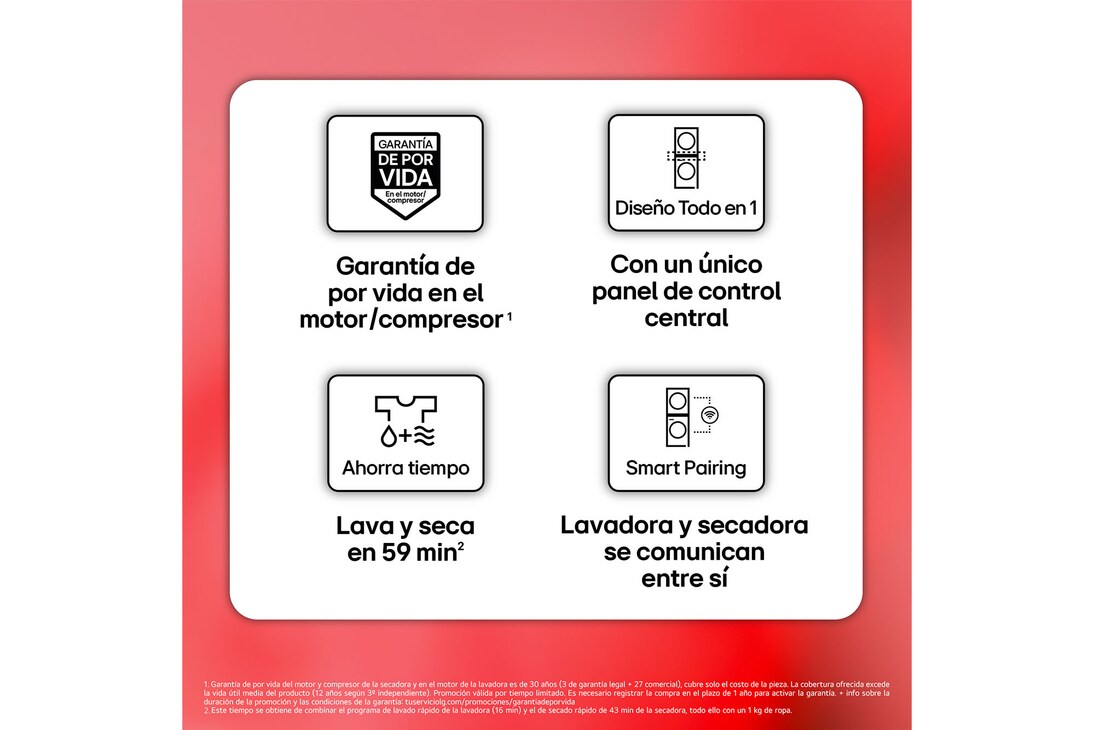 LG Torre de lavado y secado | LG WT1210BBF, Direct Drive con inteligencia artificial, Bomba de calor Dual Inverter, 12kg lavado, 10kg secado, 1400rpm, clasificación A-10/C, WT1210BBF