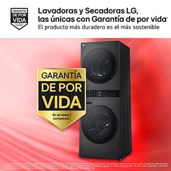 LG Torre de lavado y secado | LG WT1210BBF, Direct Drive con inteligencia artificial, Bomba de calor Dual Inverter, 12kg lavado, 10kg secado, 1400rpm, clasificación A-10/C, WT1210BBF