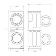 LG Washtower: torre de lavado y secado "Todo en 1". 12kg (lavado)/10kg (secado), 10% más eficiente que A (lavado)/A+++ (secado)., WT1210BBF