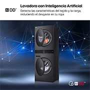 LG Washtower: torre de lavado y secado "Todo en 1". 12kg (lavado)/10kg (secado), 10% más eficiente que A (lavado)/A+++ (secado)., WT1210BBF
