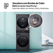 LG Washtower: torre de lavado y secado "Todo en 1". 12kg (lavado)/10kg (secado), 10% más eficiente que A (lavado)/A+++ (secado)., WT1210BBF