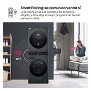 LG Washtower: torre de lavado y secado "Todo en 1". 12kg (lavado)/10kg (secado), 10% más eficiente que A (lavado)/A+++ (secado)., WT1210BBF