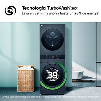 LG Torre de lavado y secado | LG WT1210BBF, Direct Drive con inteligencia artificial, Bomba de calor Dual Inverter, 12kg lavado, 10kg secado, 1400rpm, clasificación A-10/C, WT1210BBF