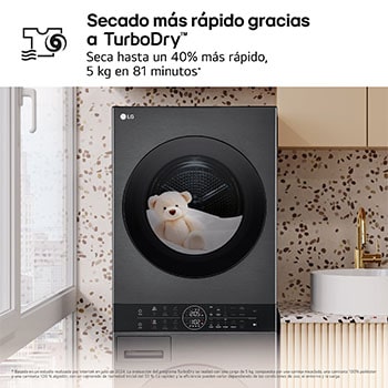 LG Torre de lavado y secado | LG WT1210BBF, Direct Drive con inteligencia artificial, Bomba de calor Dual Inverter, 12kg lavado, 10kg secado, 1400rpm, clasificación A-10/C, WT1210BBF