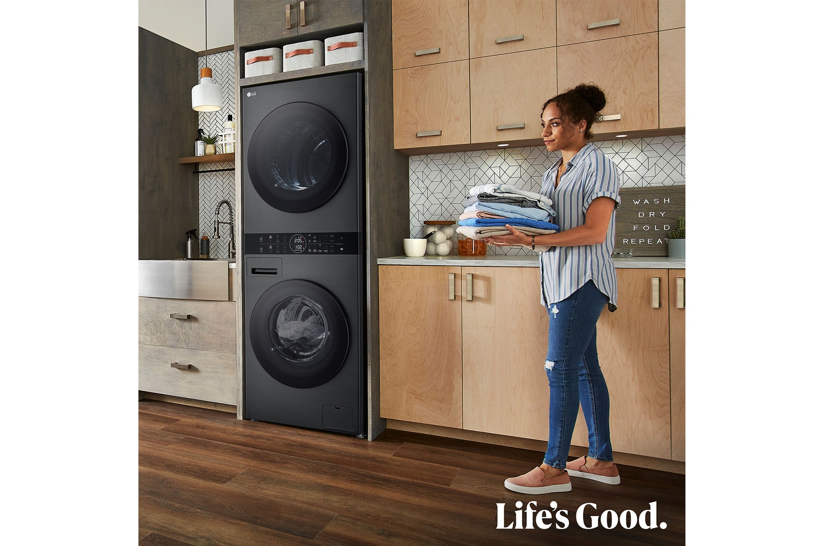 LG Torre de lavado y secado | LG WT1210BBF, Direct Drive con inteligencia artificial, Bomba de calor Dual Inverter, 12kg lavado, 10kg secado, 1400rpm, clasificación A-10/C, WT1210BBF