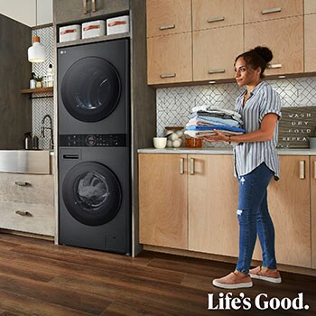 LG Torre de lavado y secado | LG WT1210BBF, Direct Drive con inteligencia artificial, Bomba de calor Dual Inverter, 12kg lavado, 10kg secado, 1400rpm, clasificación A-10/C, WT1210BBF