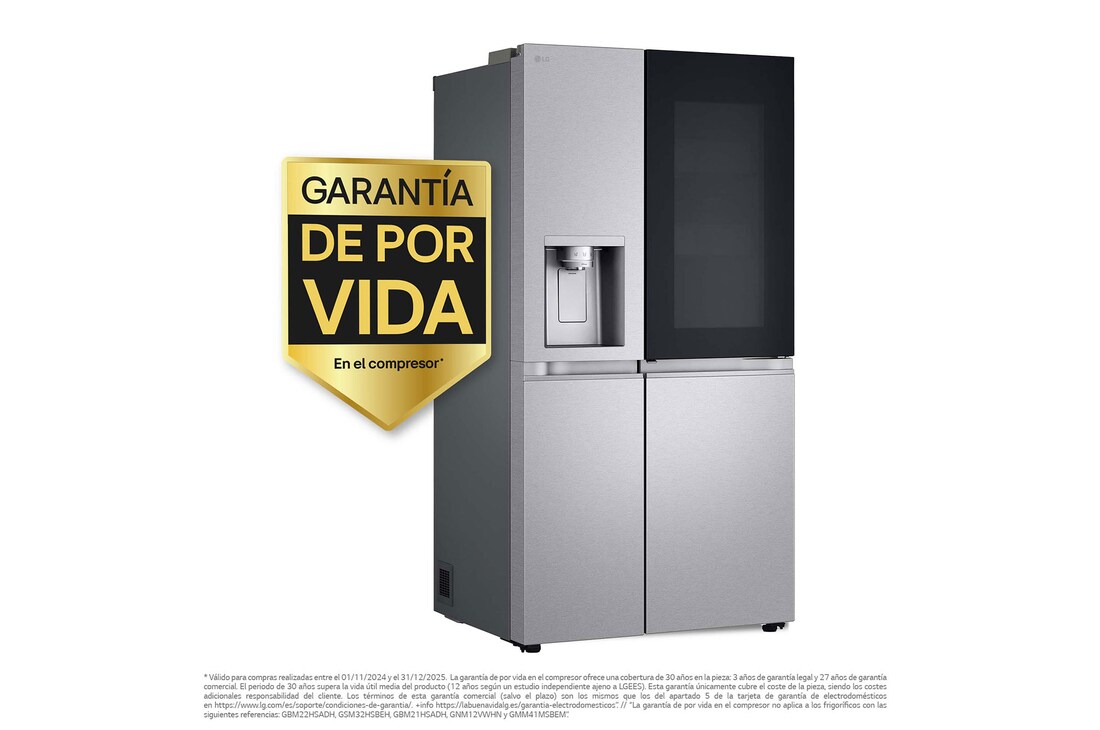 LG Frigorífico Side By side  Serie 900, Instaview Door-In-Door, con Craft Ice, Acero texturizado antihuellas.  D, 628 L, GSXE90MBDD.AMBQEUR