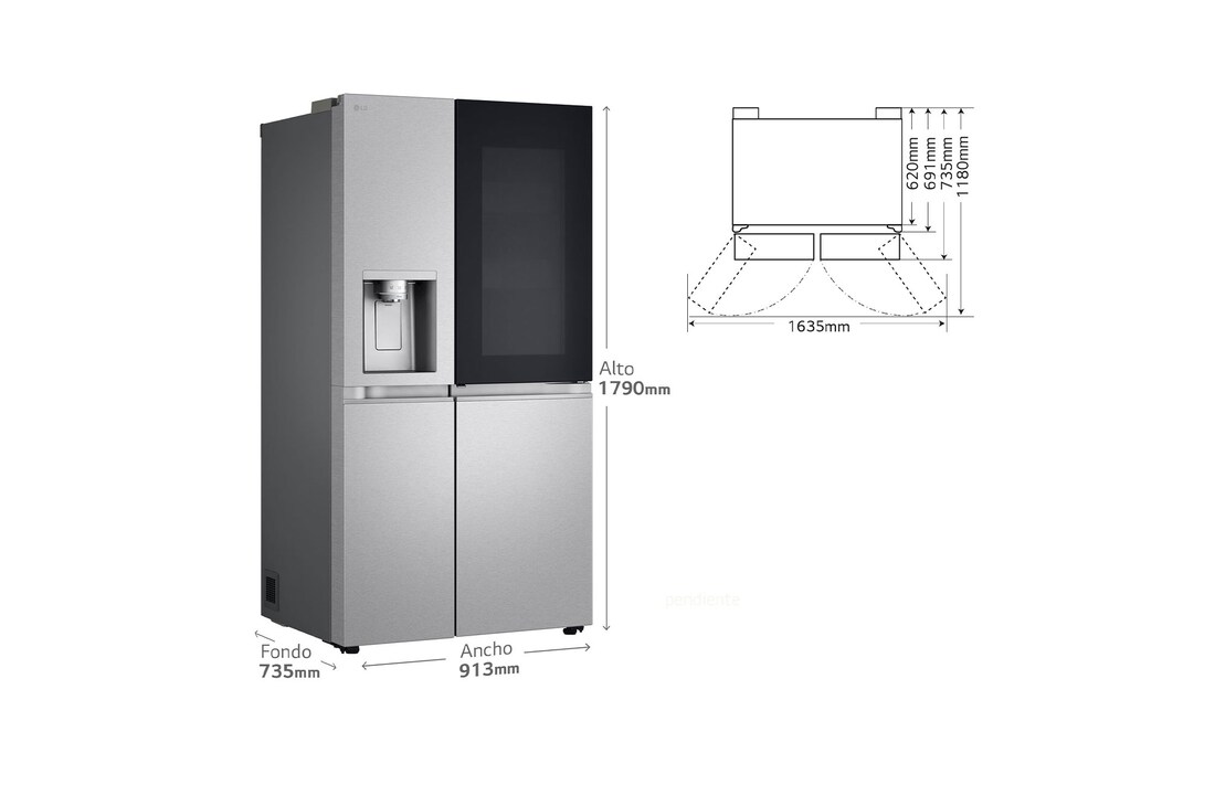 LG Frigorífico Side By side  Serie 900, Instaview Door-In-Door, con Craft Ice, Acero texturizado antihuellas.  D, 628 L, GSXE90MBDD.AMBQEUR