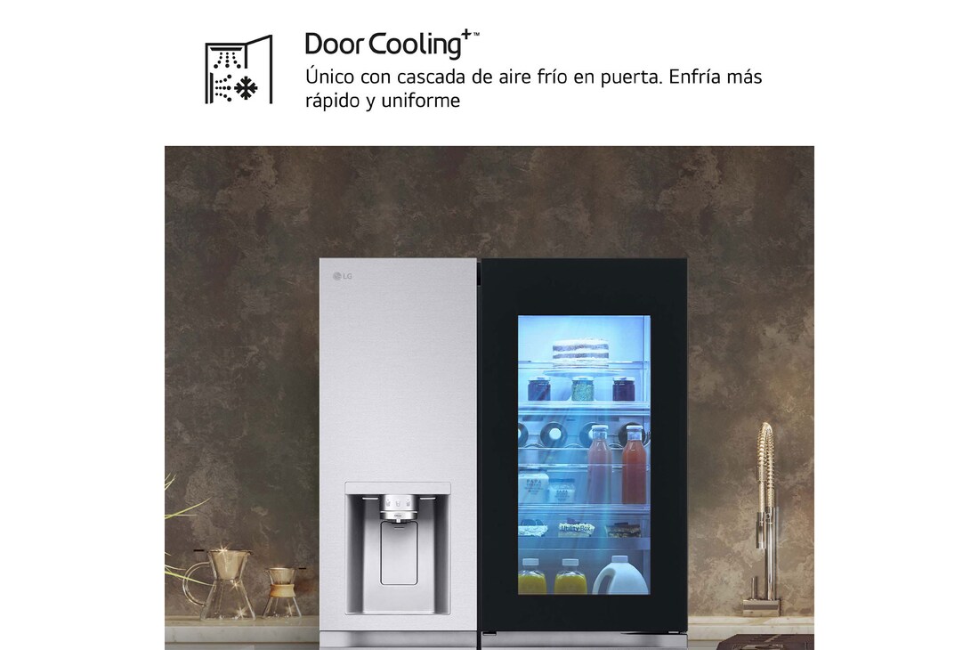 LG Frigorífico Side By side  Serie 900, Instaview Door-In-Door, con Craft Ice, Acero texturizado antihuellas.  D, 628 L, GSXE90MBDD.AMBQEUR