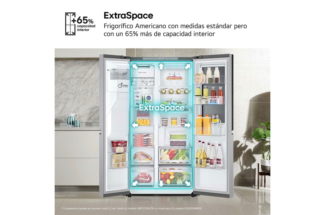 LG Frigorífico Side By side  Serie 900, Instaview Door-In-Door, con Craft Ice, Acero texturizado antihuellas.  D, 628 L, GSXE90MBDD.AMBQEUR