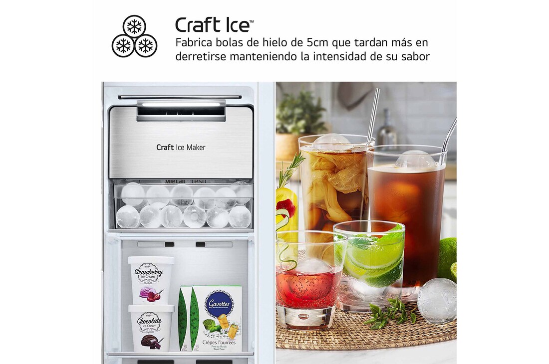LG Frigorífico Side By side  Serie 900, Instaview Door-In-Door, con Craft Ice, Acero texturizado antihuellas.  D, 628 L, GSXE90MBDD.AMBQEUR