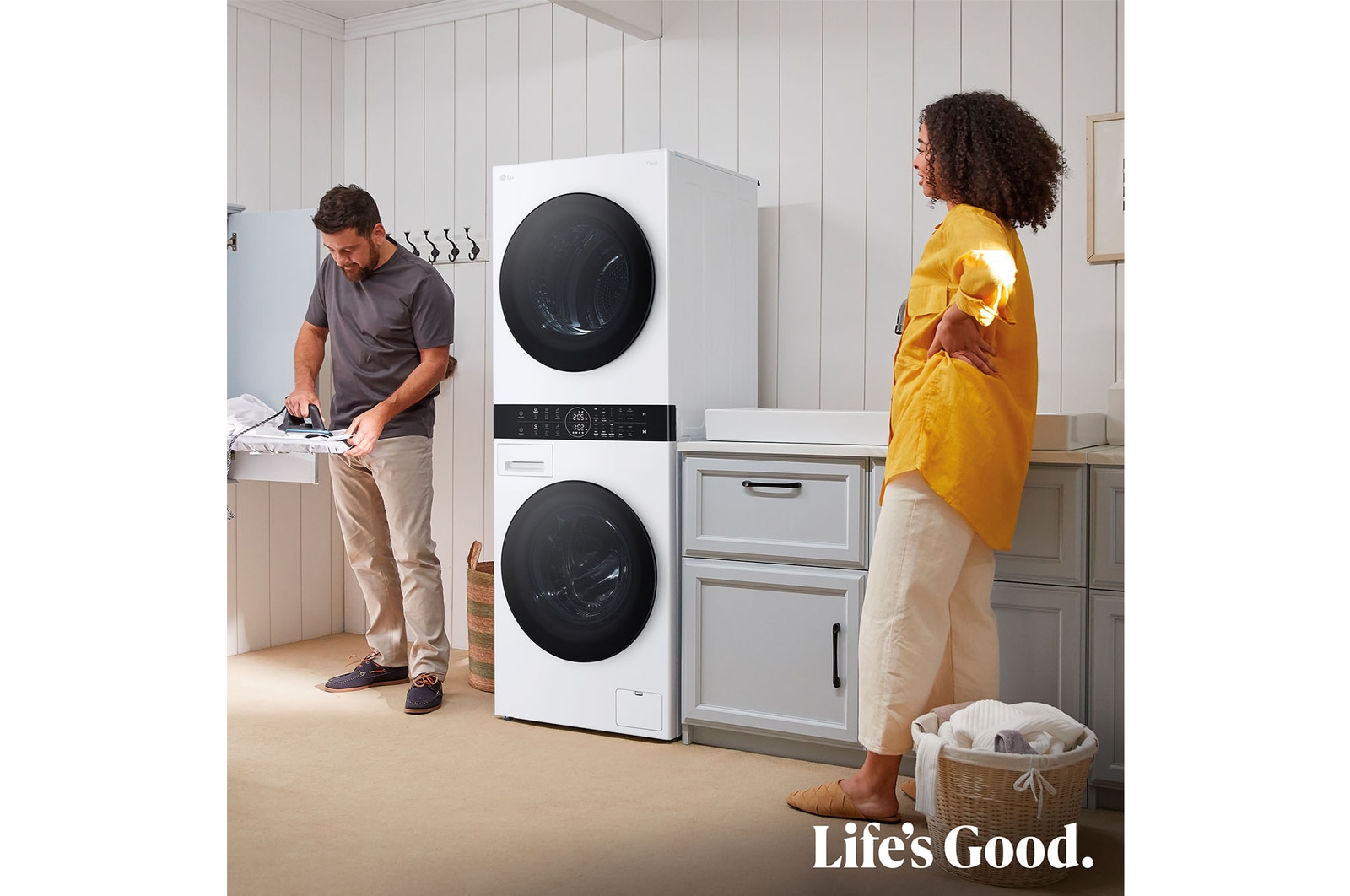 LG Torre de lavado y secado - Washtower | LG WT1210WWF, Direct Drive con inteligencia artificial, Bomba de calor Dual Inverter, 12kg lavado, 10kg secado, 1400rpm, clasificación A-10/C, Blanco, WT1210WWF