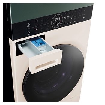 LG Torre de lavado y secado - Washtower | LG WT1210EGF, Direct Drive con inteligencia artificial, Bomba de calor Dual Inverter, 12kg lavado, 10kg secado, 1400rpm, clasificación A-10/C, Beige y Verde, WT1210EGF