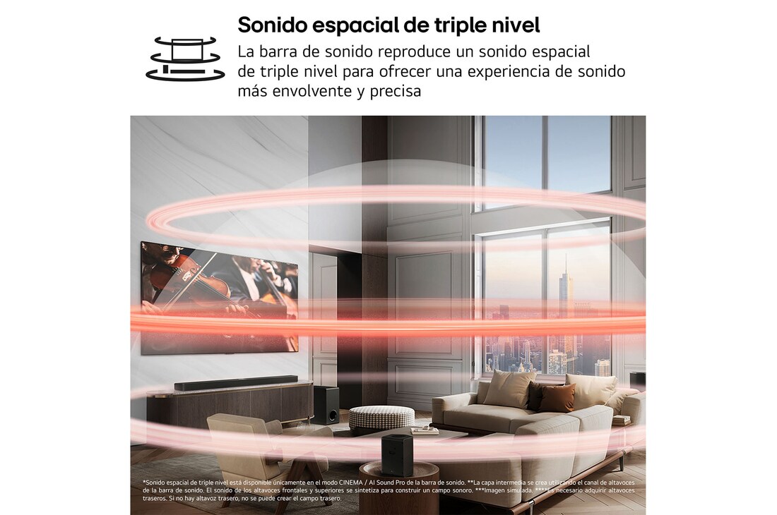 LG Barra de sonido para TV - LG SG10TY, Bluetooth, 420W, 3.1 Canales con Subwoofer, Dolby Atmos, DTS-X, IA Ready, Negro, SG10TY