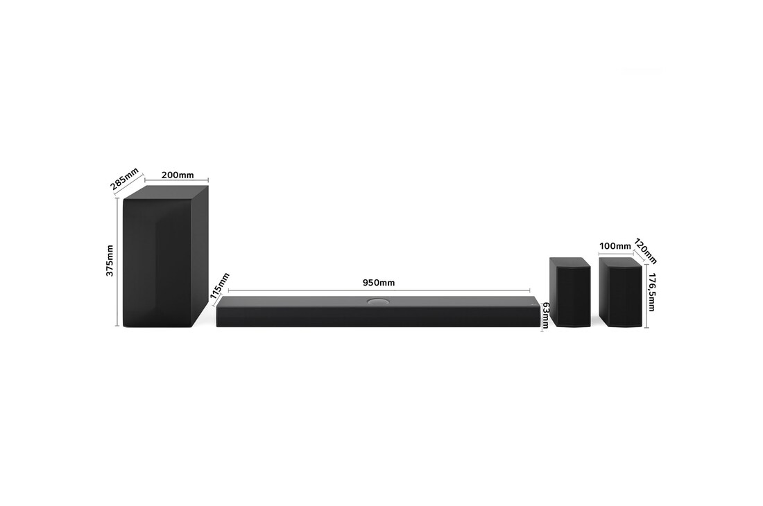 LG Barra de Sonido - LG S70TR, Bluetooth, 500W, 5.1.1 Canales con Subwoofer, altavoces traseros para cine en casa, Dolby Atmos, DTS:X, Negro, S70TR