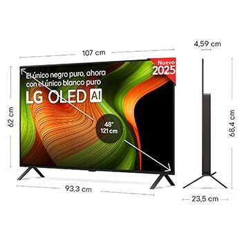 Vista en ligero ángulo del televisor LG OLED evo AI C5E 4K Smart TV.