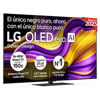 Vista frontal del televisor LG OLED evo AI G5 4K Smart TV. En la pantalla aparecen el distintivo “12 Years of world number 1 OLED” y el logotipo LG OLED evo AI 2025.