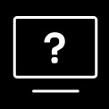 Icono de guía fácil. Símbolo de una pantalla de TV con un signo de interrogación en el centro.