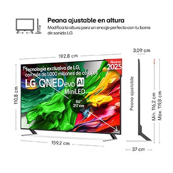 Vista trasera de un televisor LG QNED evo