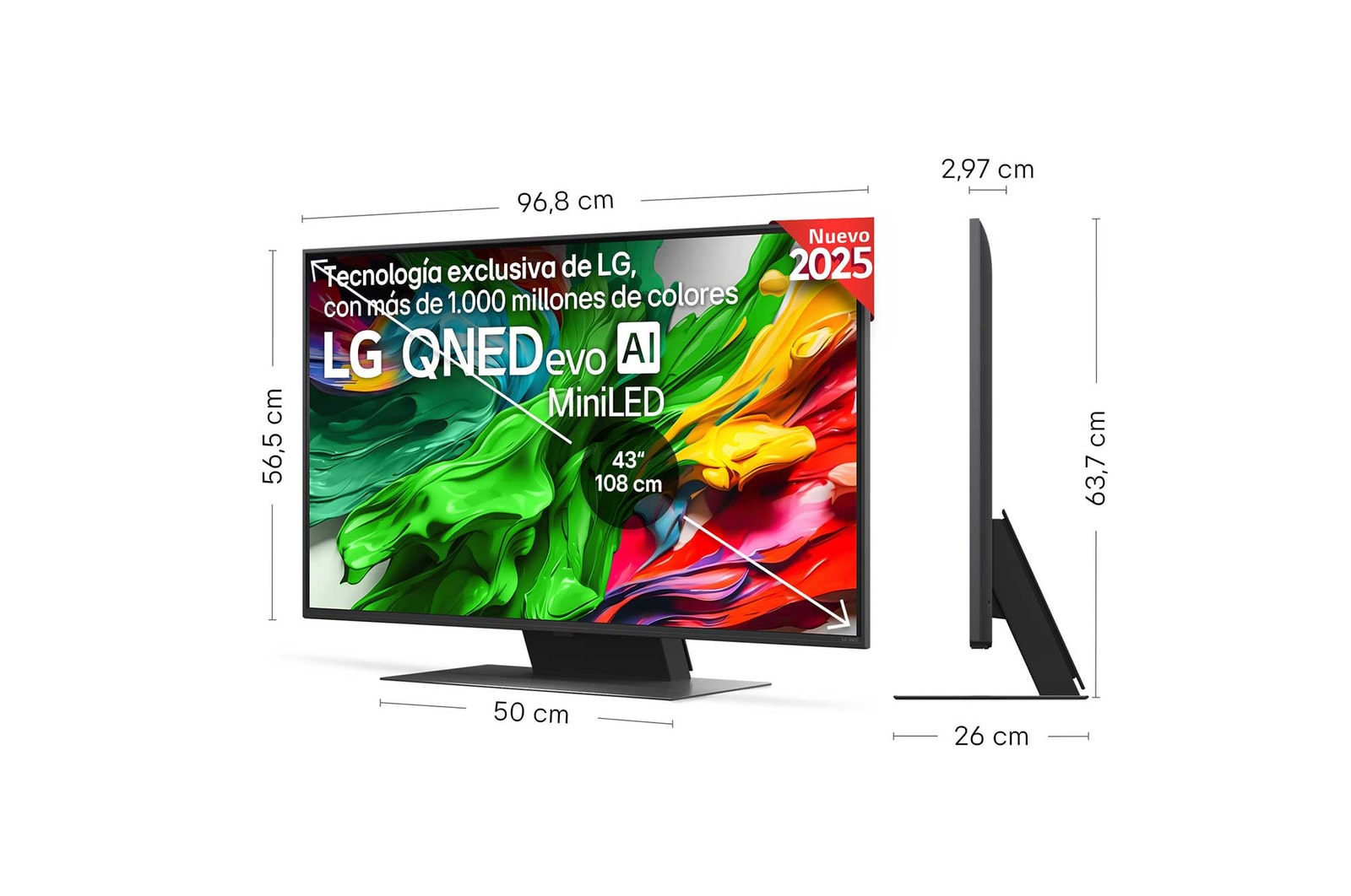 Vista trasera de un televisor LG QNED evo