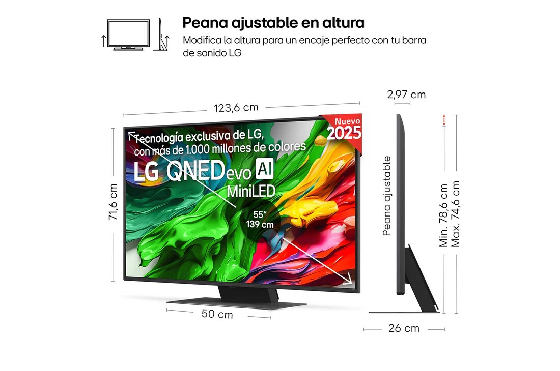 Vista trasera de un televisor LG QNED evo