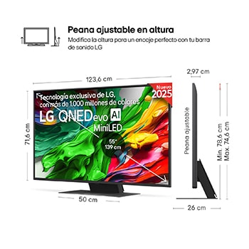 Vista trasera de un televisor LG QNED evo