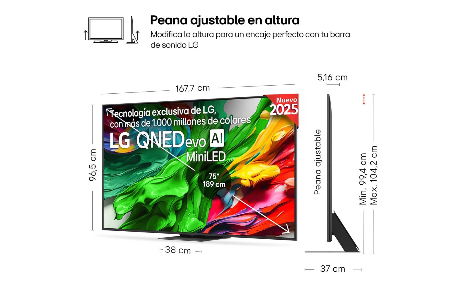 Vista trasera de un televisor LG QNED evo