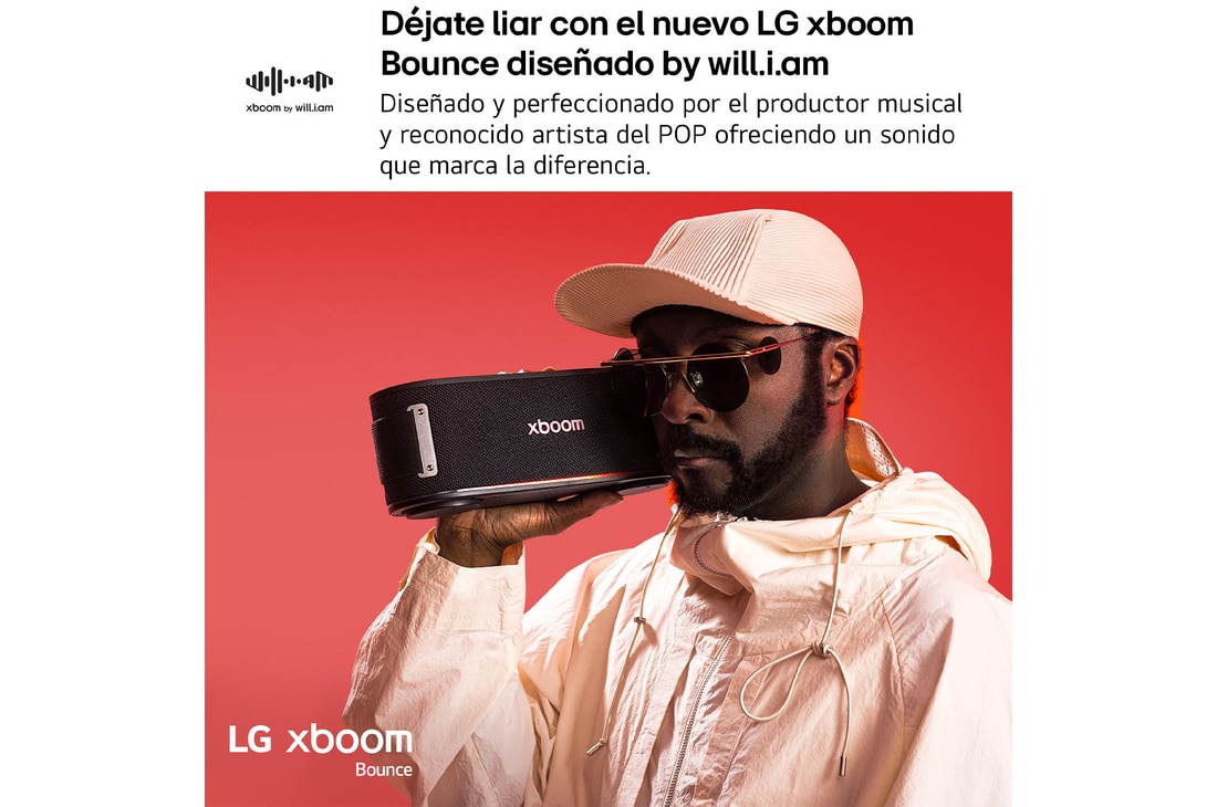 LG xboom Bounce by will.i.am - Altavoz inalámbrico bluetooth con bajos potentes, resistencia militar y hasta 30 horas de batería, BOUNCE