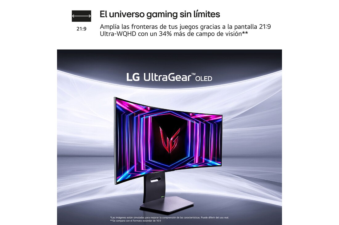LG UltraGear™ de 39 pulgadas Monitor Gaming Curvo OLED WQHD de 240Hz | 0.03ms tiempo de respuesta, Compatible con G-SYNC®, FreeSync™ Premium Pro, 39GS95QE-B