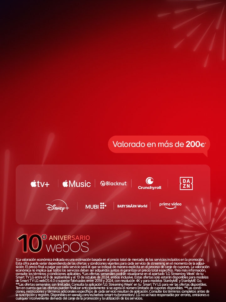 Imagen de la celebración de los 10 años de webOS durante la LG Streaming Week, con socios de contenido global