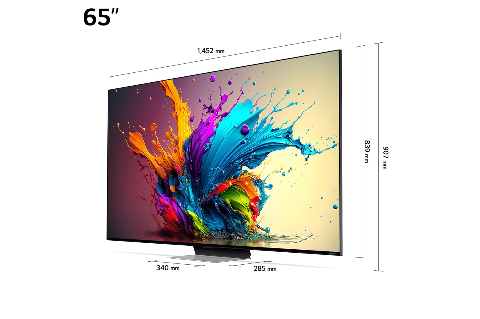 Gros plan du bord supérieur de la TV LG QNED, QNED90