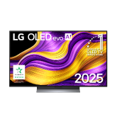Vue avant de la Smart TV LG OLED evo AI G5 4K. L’emblème OLED numéro 1 dans le monde pendant 12 ans et le logo LG OLED evo AI 2025 sont à l’écran.