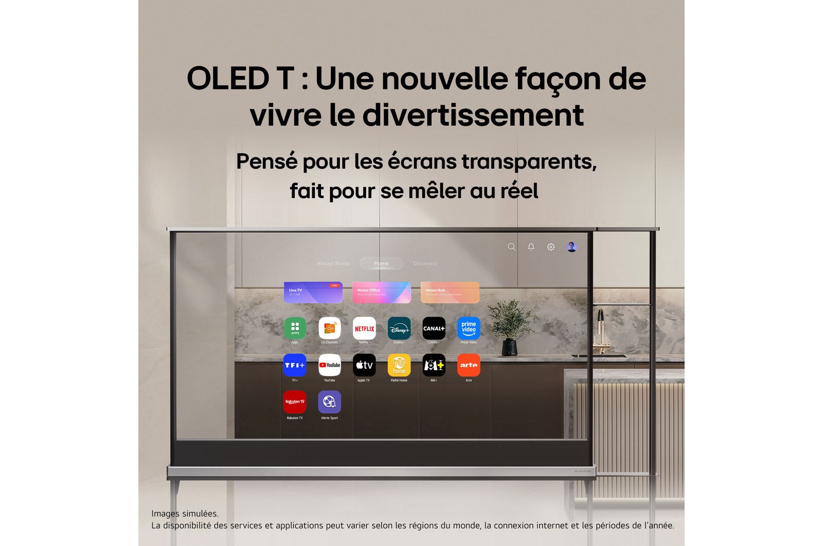 La LG SIGNATURE OLED T affiche un arbre vert enneigé.