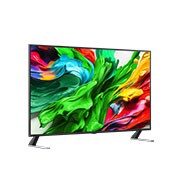 Vue latérale légèrement orientée vers la droite de la TV LG QNED evo